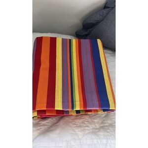 Dansk Antigua Tablecloth Bright Multicolor Stripe 56x78"Rectangle Rainbow Proud